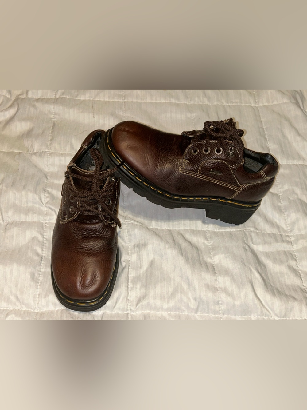 Vintage Dr Martens Chunky Brown Leather Oxford Shoes Mens Size 8 90s Y2K